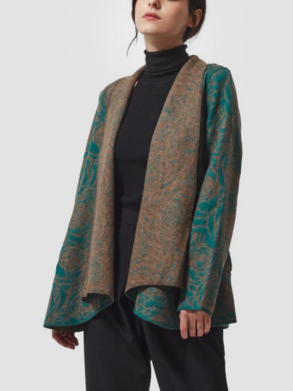 LILY Reversible Baby Alpaca Jacket - Green/Tan - Qinti - The