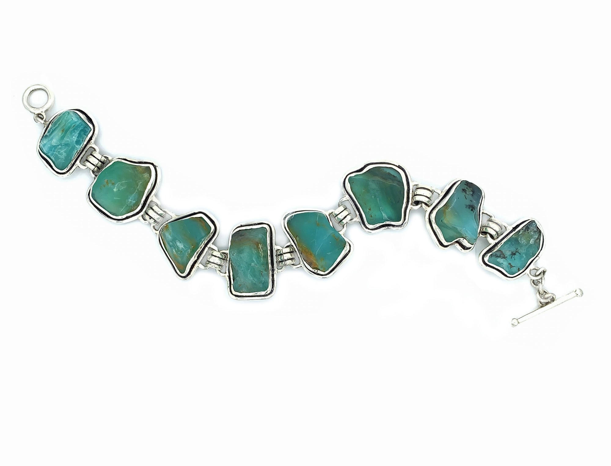 Blue Opal Bracelet in Sterling Silver - Qinti - The Peruvian Shop