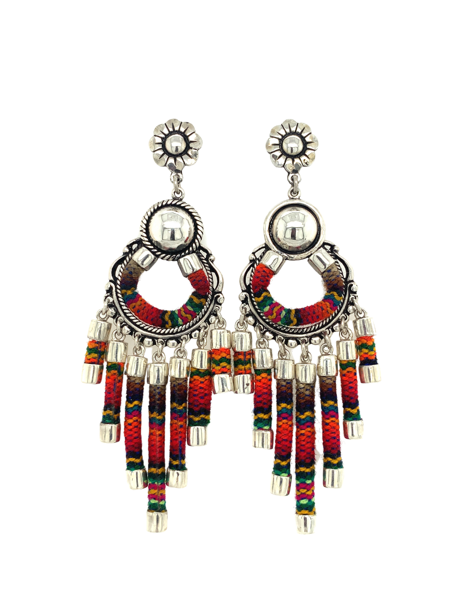 Woven Chandelier Earrings Sterling Silver - Qinti - The Peruvian Shop