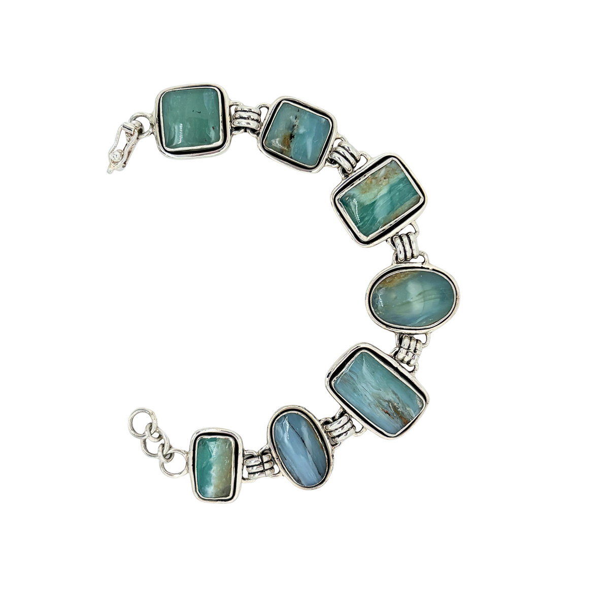 Andean Opal Oval and Rectangles Bracelet in Sterling Silver