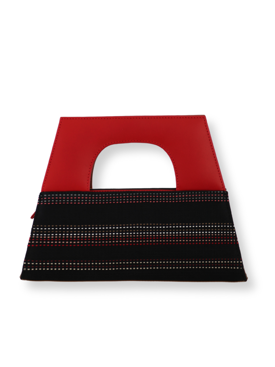 Handwoven Kuskaya handbag with Red Leather A-Handle - QINTI The Peruvian Shop