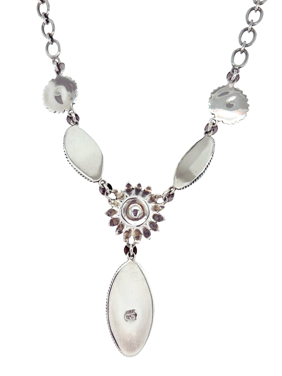 Handcrafted Sterling Silver & Amazonite Sunflower Necklace - QINTI The Peruvian Shop