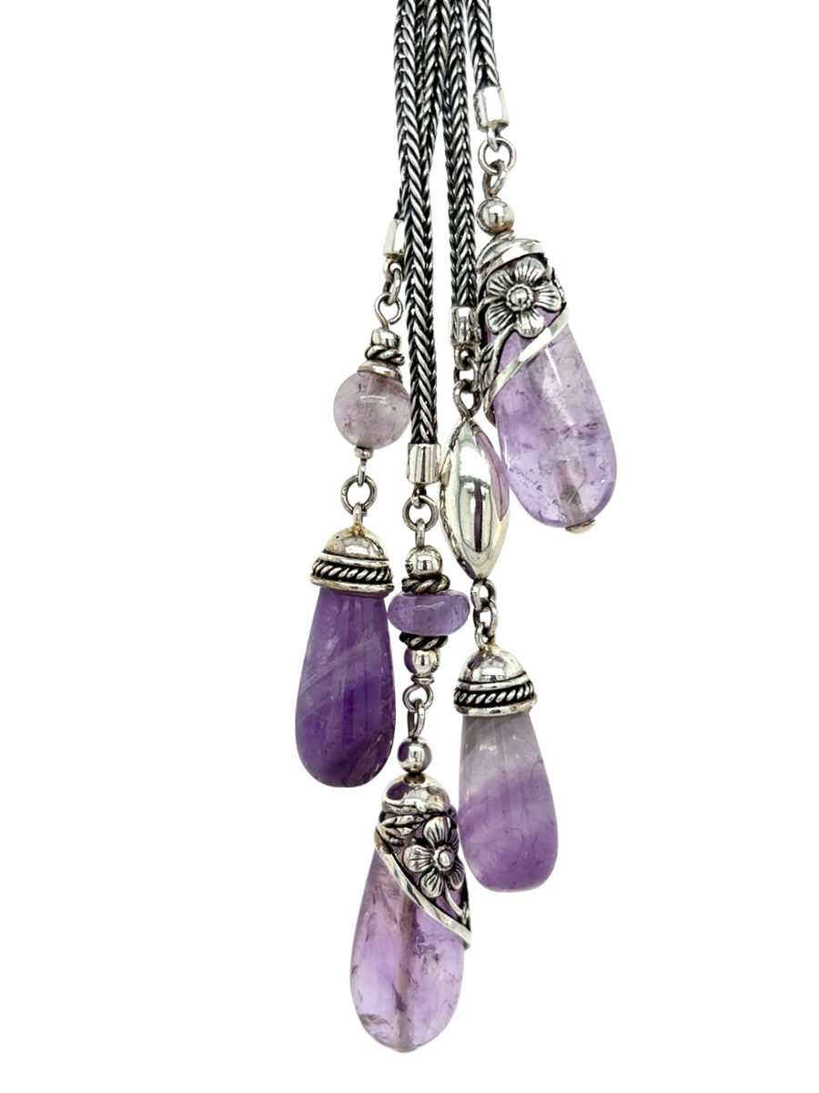 Handcrafted Sterling Silver & Amethyst Knot Necklace - QINTI The Peruvian Shop