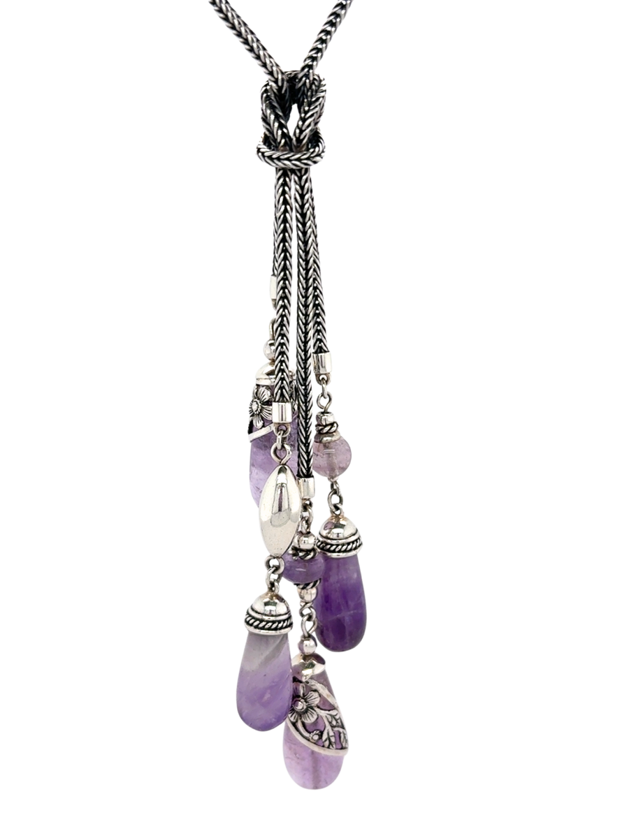 Handcrafted Sterling Silver & Amethyst Knot Necklace - QINTI The Peruvian Shop