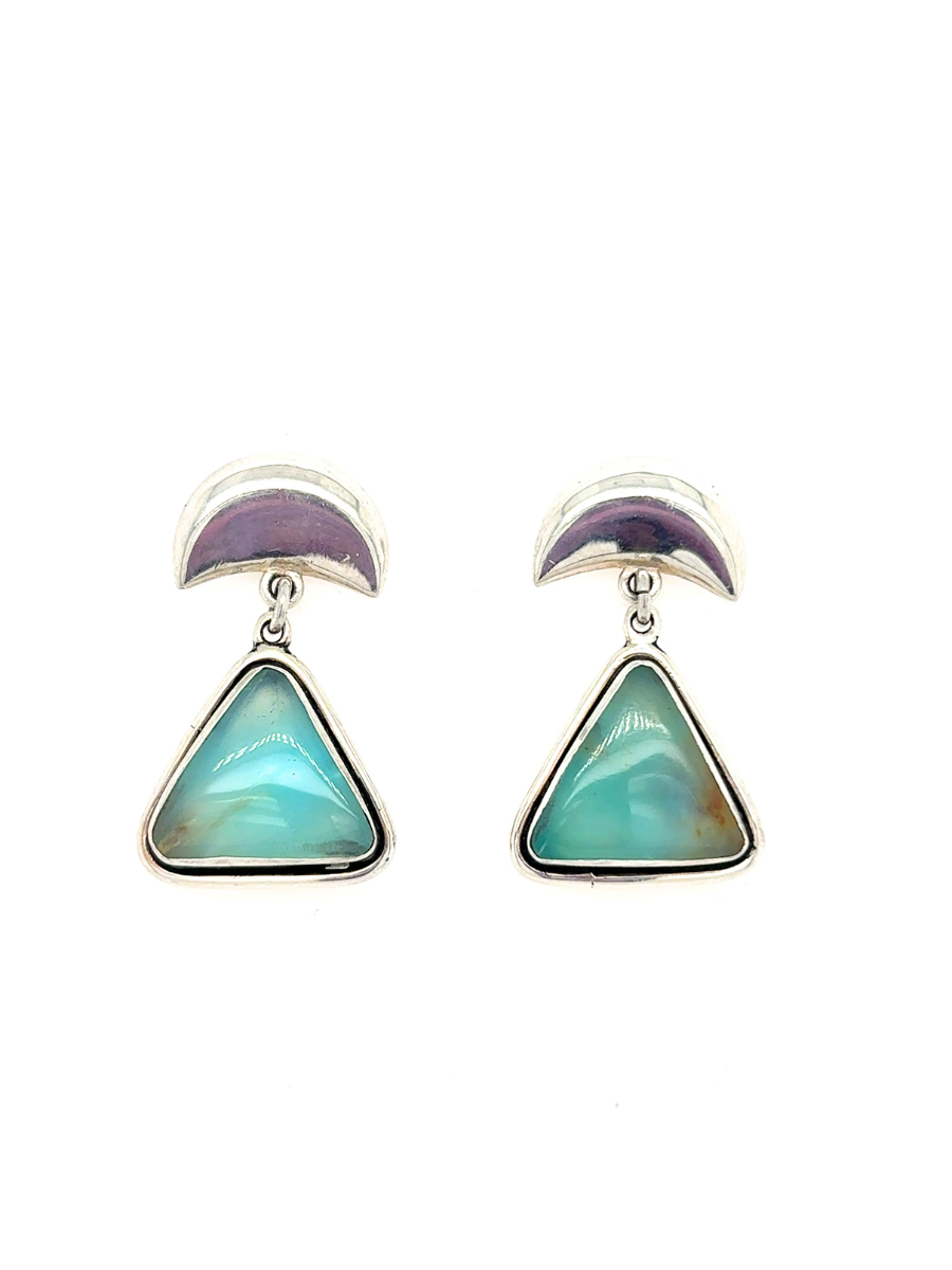 Sterling Silver & Andean Opal Half-Moon Earrings