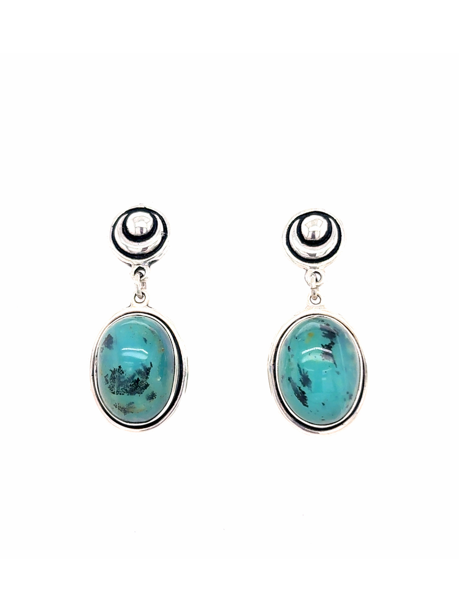 Handcrafted Sterling Silver & Andean Opal Oval Earrings - QINTI The Peruvian Shop