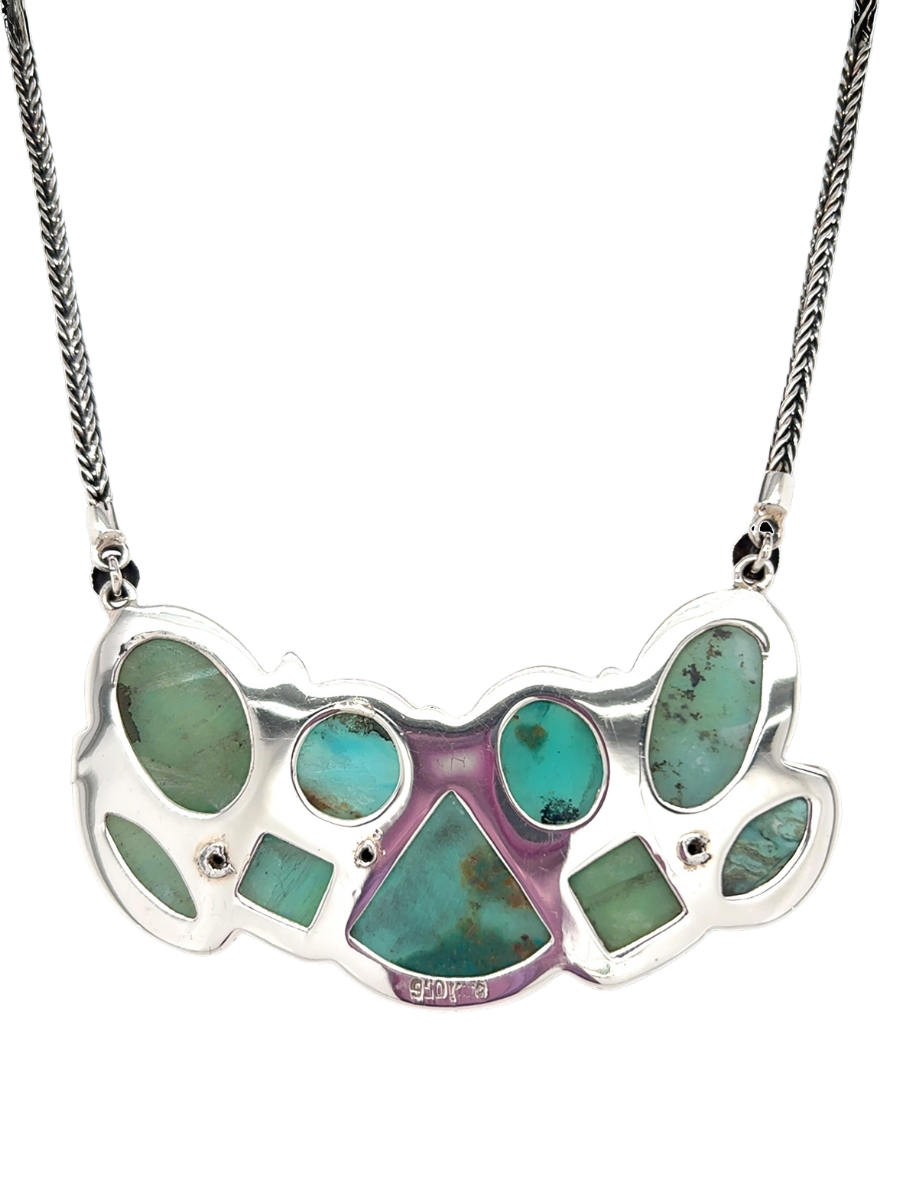 Handcrafted Sterling Silver & Andean Opal Bib Necklace - QINTI The Peruvian Shop