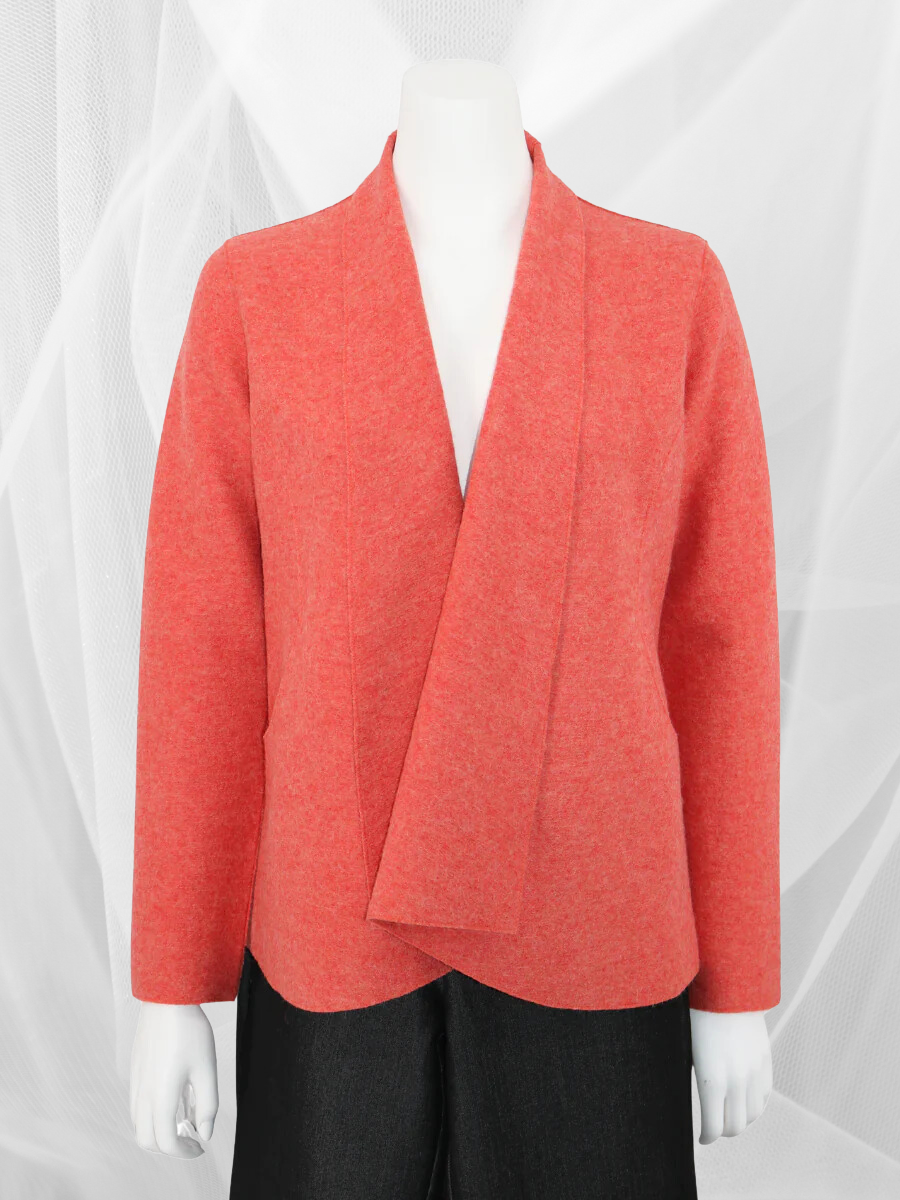 Baby Alpaca blend open Jacket coral - QINTI The Peruvian Shop