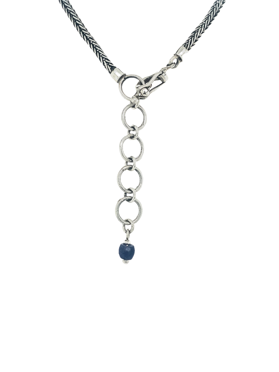 Handcrafted Sterling silver statement necklace with Blue Sodalite 'lenguetas' - QINTI The Peruvian Shop