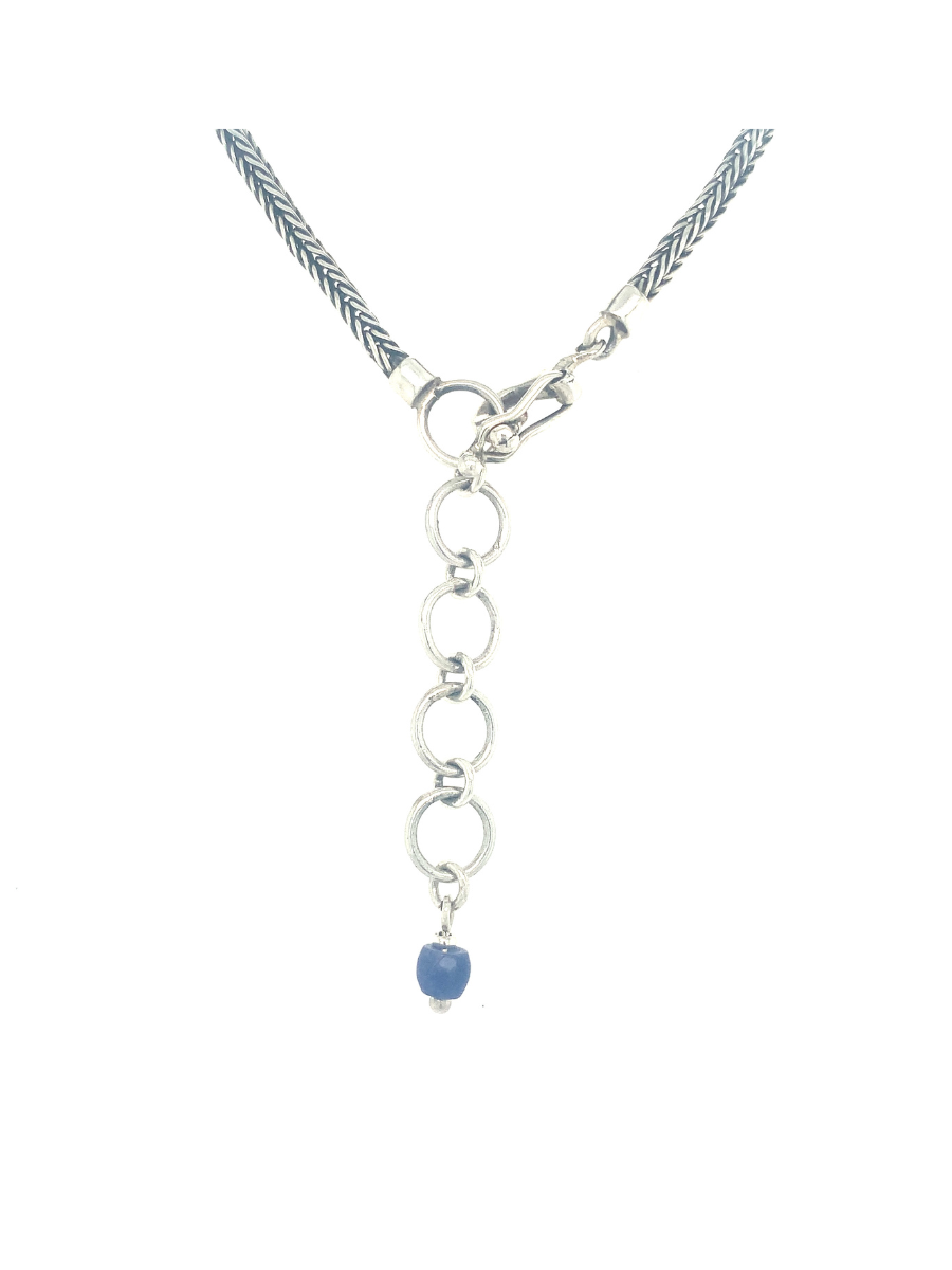 Clasp. Handcrafted Sterling silver statement necklace with Blue Sodalite &#39;lenguetas&#39; - QINTI The Peruvian Shop