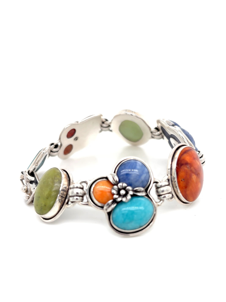 Handcrafted Sterling Silver & Multicolor Gemstones Bracelet - QINTI The Peruvian Shop