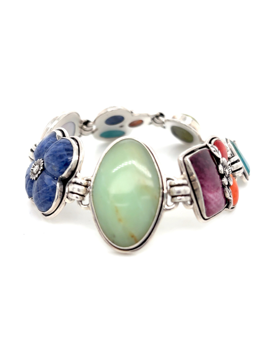 Handcrafted Sterling Silver & Multicolor Gemstones Bracelet - QINTI The Peruvian Shop