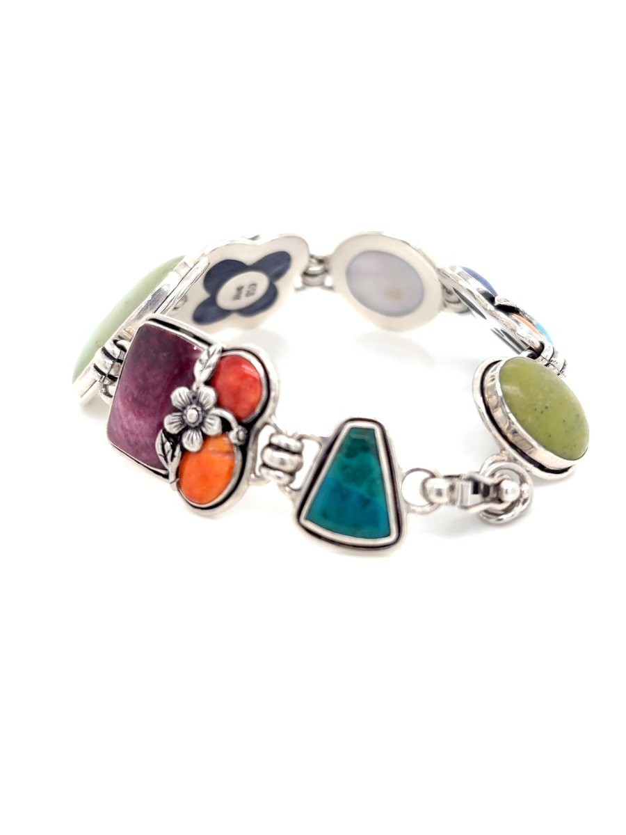Handcrafted Sterling Silver & Multicolor Gemstones Bracelet - QINTI The Peruvian Shop