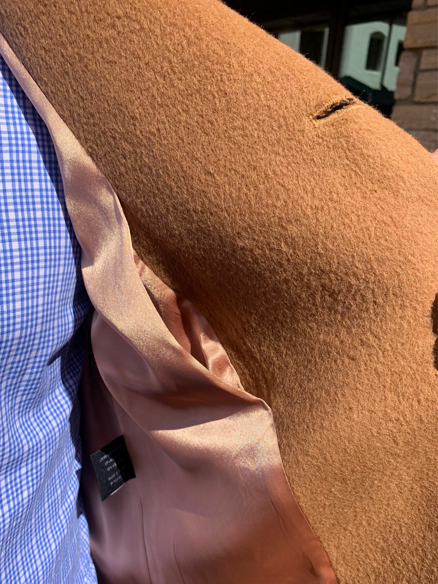Inside pocket Baby Alpaca Men&#39;s Sport Jacket in camel - QINTI The Peruvian Shop