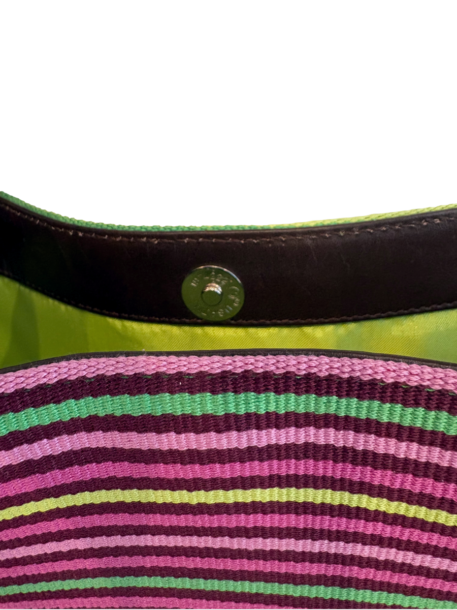 Colorful handcrafted boho tote bag made from premium Pima cotton with magnetic snap closure