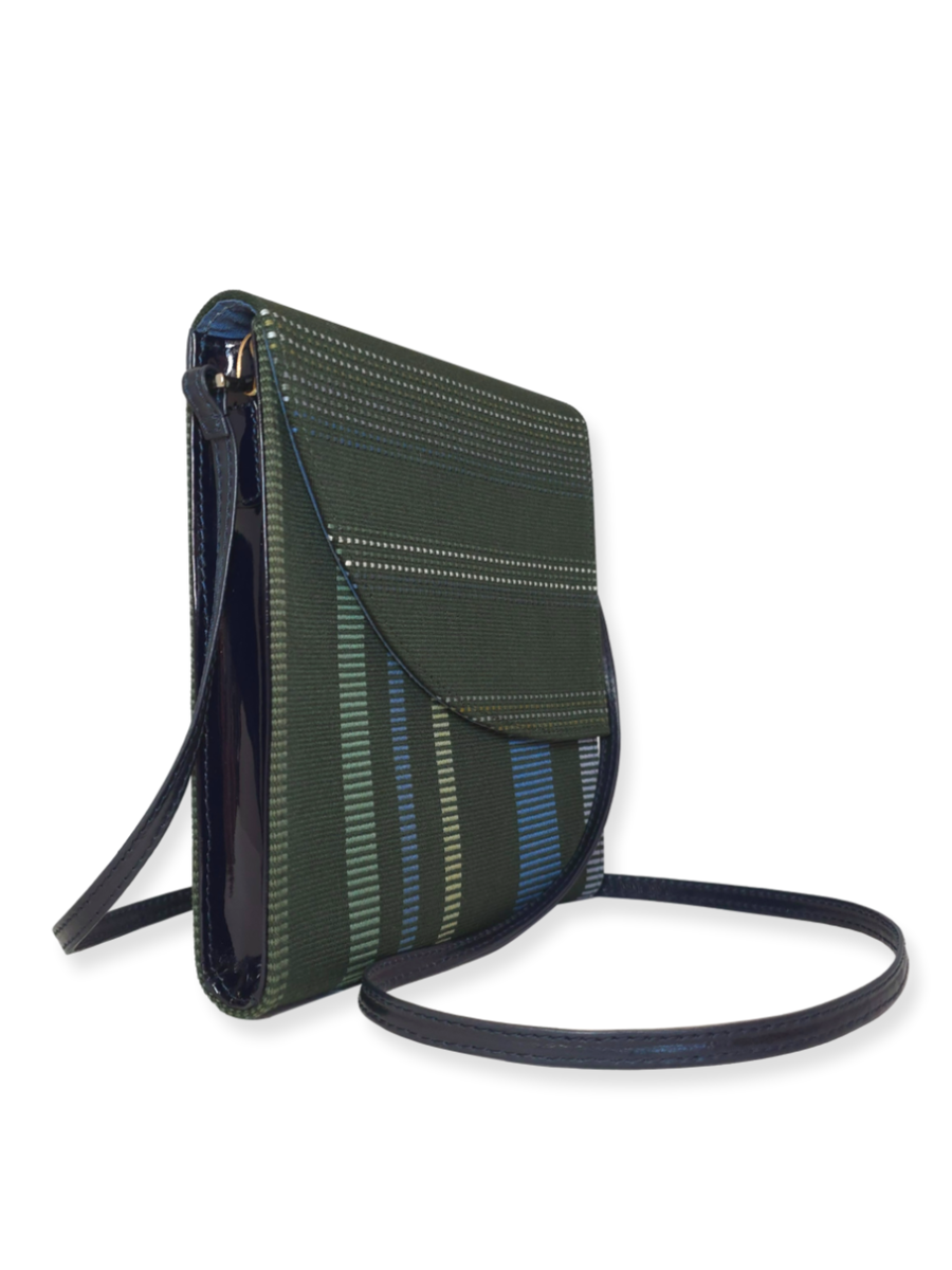 Handwoven Curva Crossbody Handbag Greens at QintiPeru.com