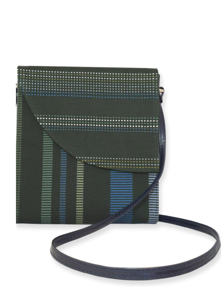Handwoven Curva Crossbody Handbag Greens at QintiPeru.com