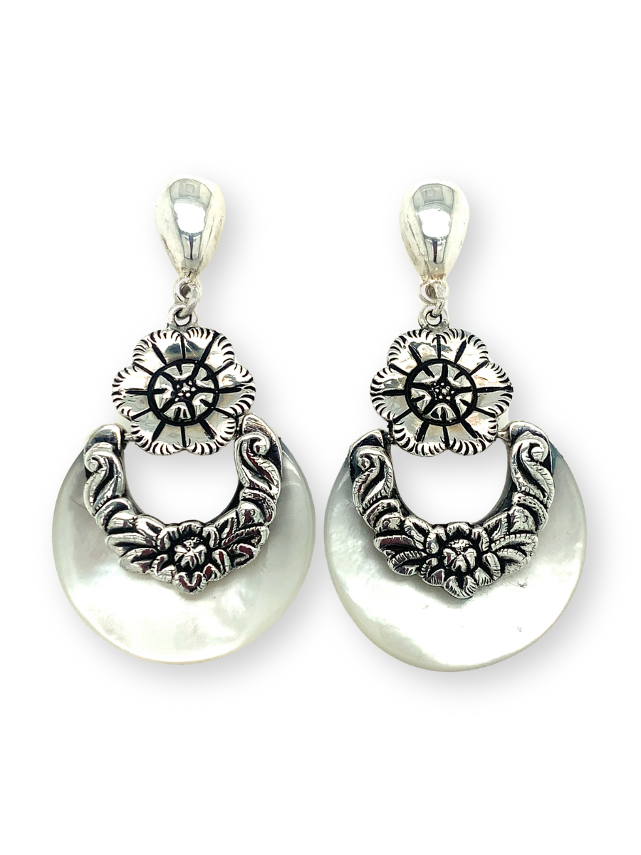 Sterling Silver & Mother-of-Pearl Half Moon Earrings - QINTI The Peruvian Shop