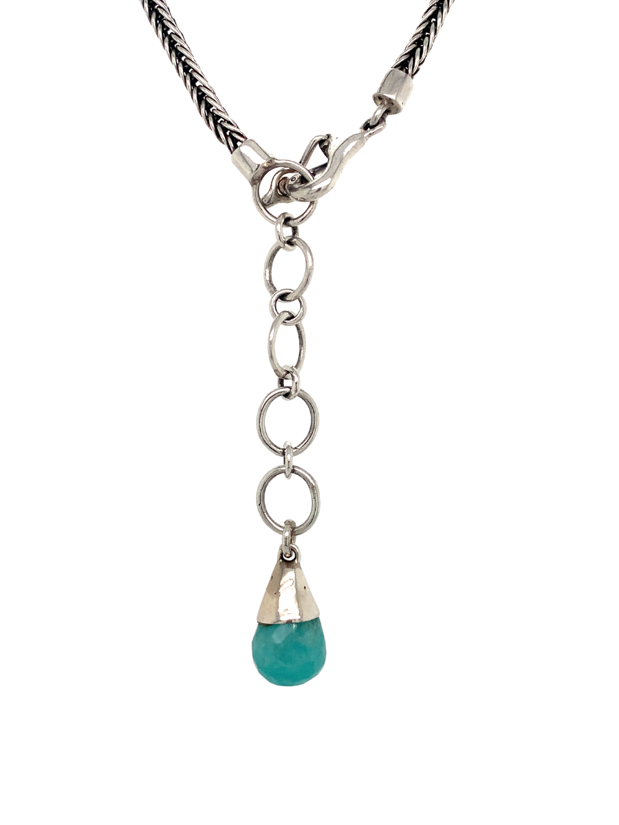 Handcrafted Necklace Sterling Silver & 7 faceted Amazonite Ovals - QINTI The Peruvian Shop