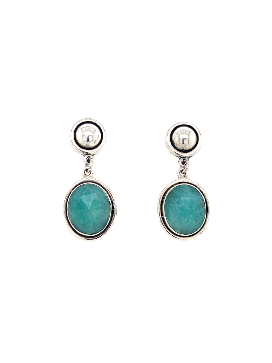 Handcrafted Earrings Amazonite Ovals - QINTI The Peruvian Shop