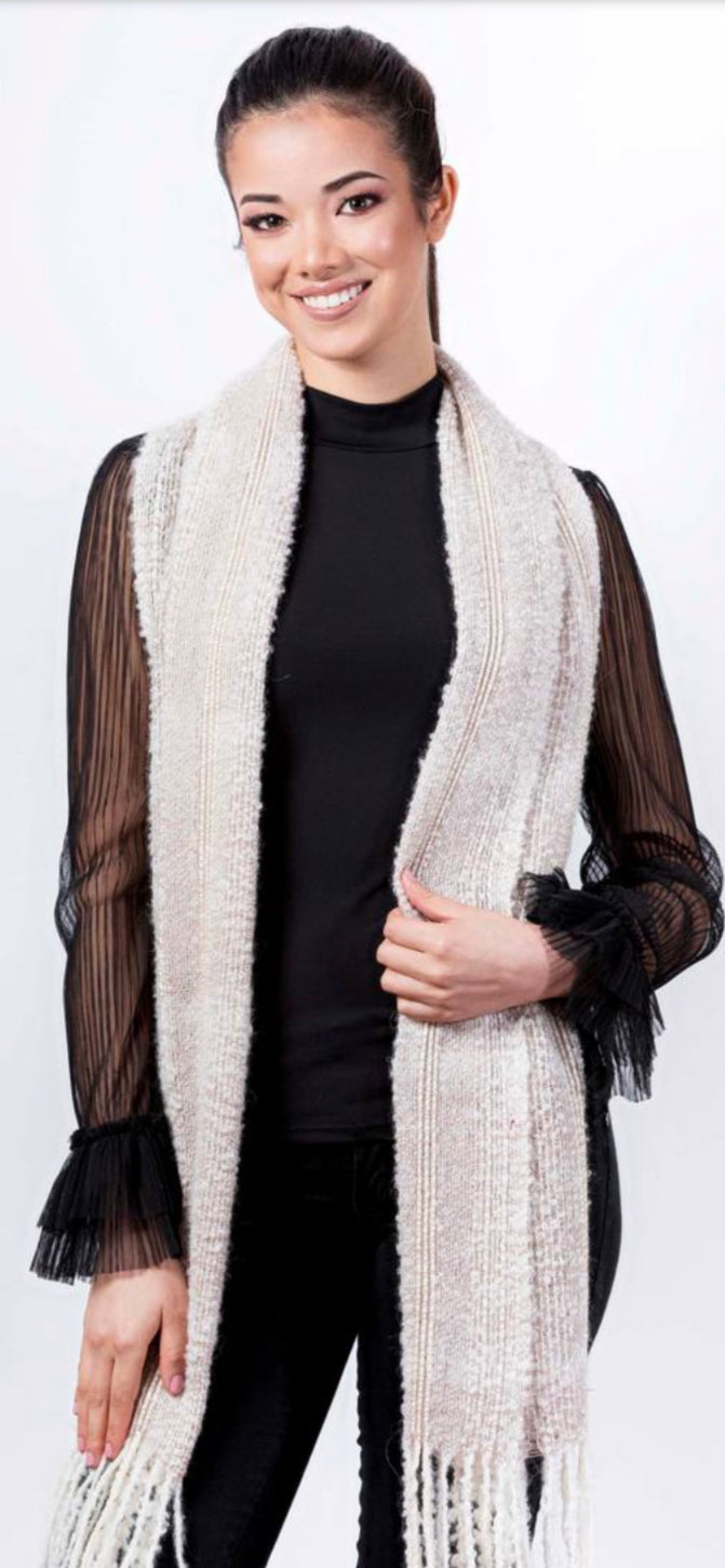 100% Baby Alpaca Boucle Scarf - Handwoven
