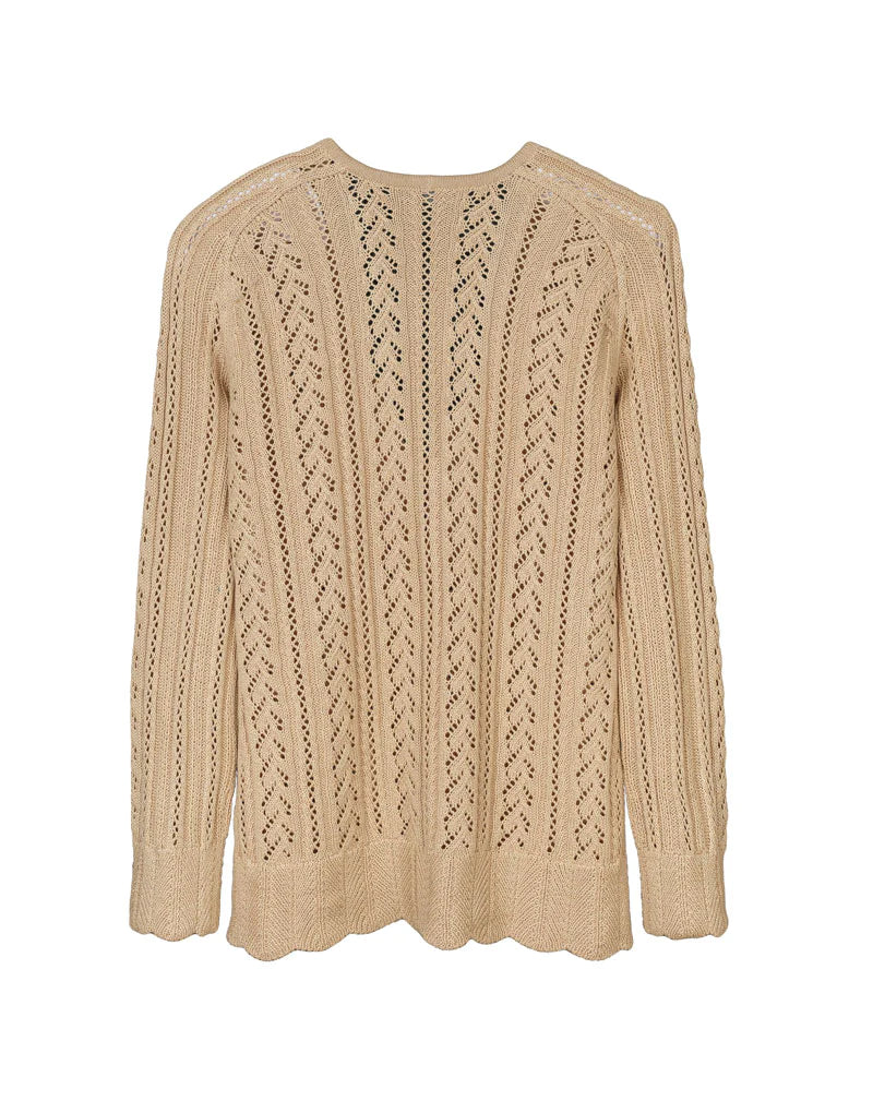 Pima cotton & Viscose cable Knit Cardigan in beige - QINTI The Peruvian Shop