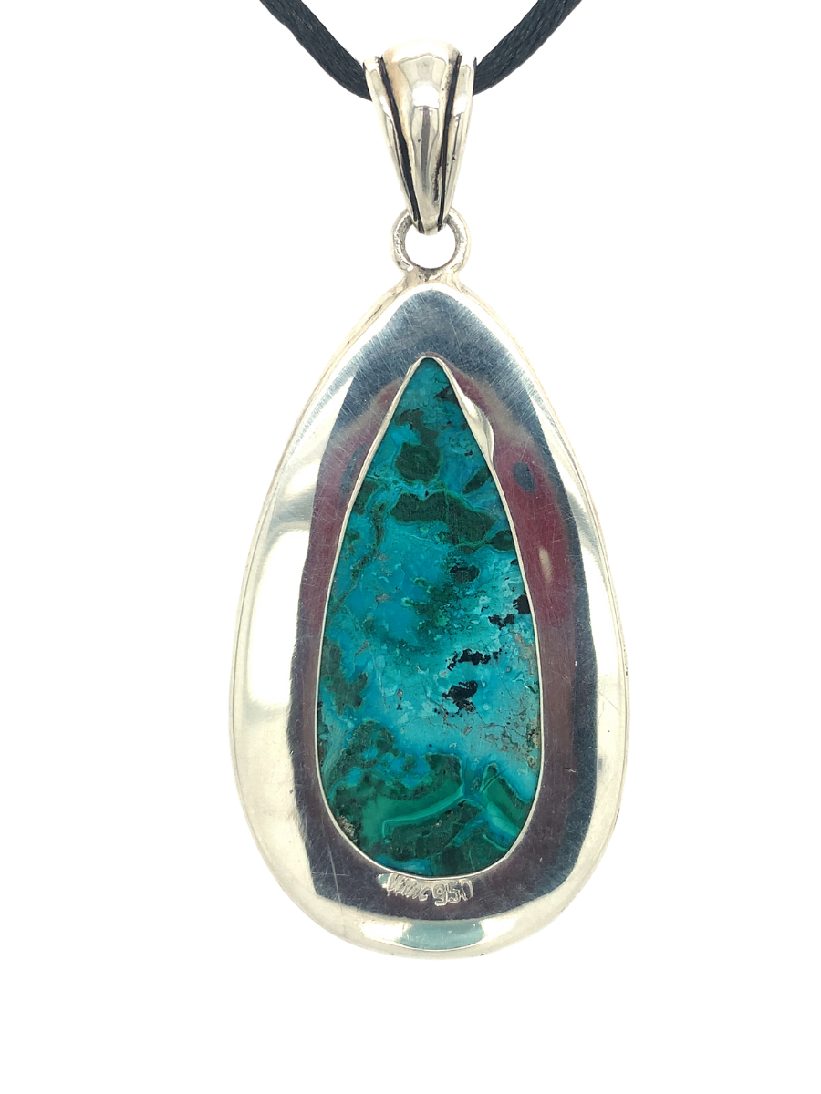 Handcrafted Sterling Silver & Malachite Teardrop Pendant - QINTI The Peruvian Shop