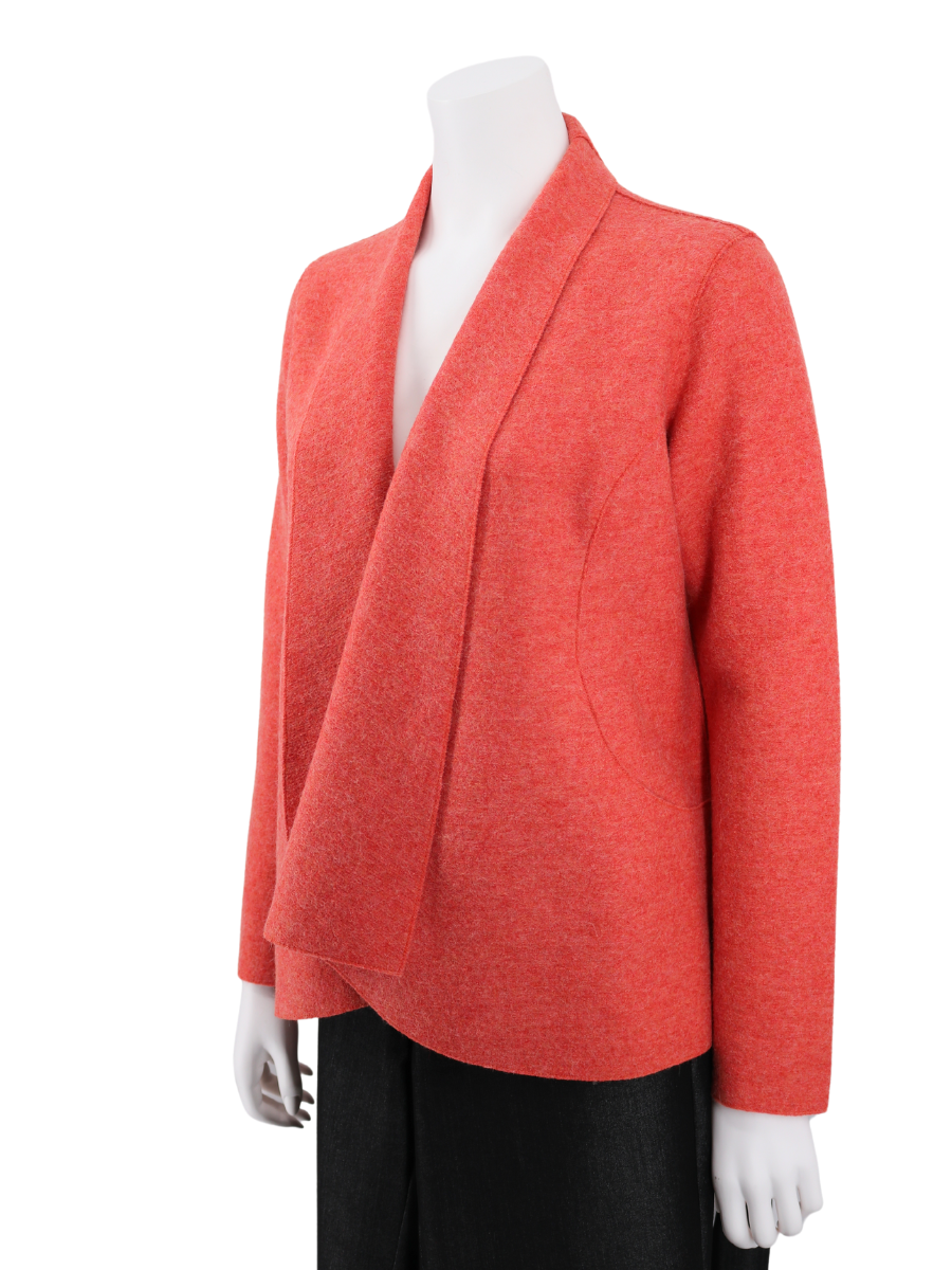 Baby Alpaca blend open Jacket coral - QINTI The Peruvian Shop