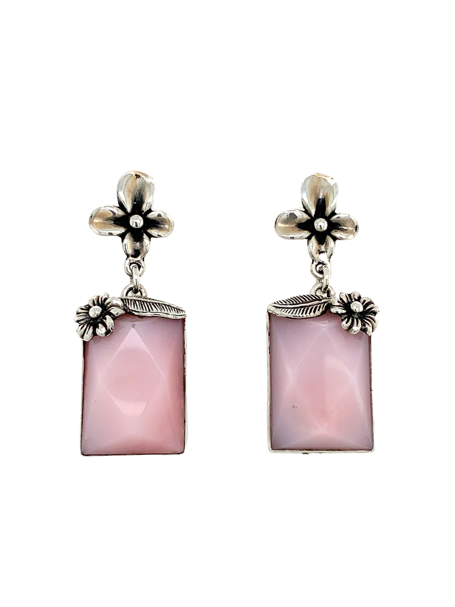 Pink Andean Opal & Sterling Silver Earrings handcrafted - QINTI The Peruvian Shop