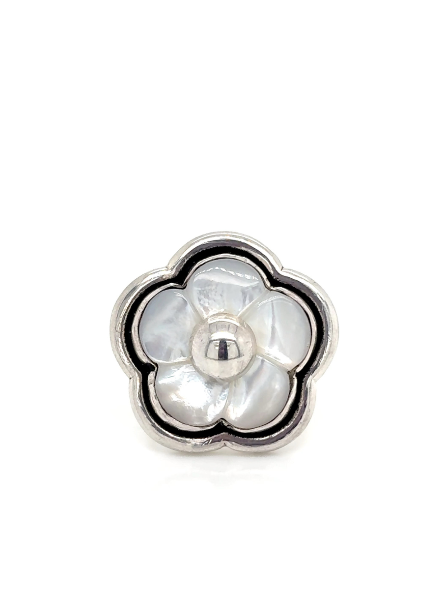 Handcrafted Sterling Silver & Mother of Pearl Flower Ring - QINTI The Peruvian Shop