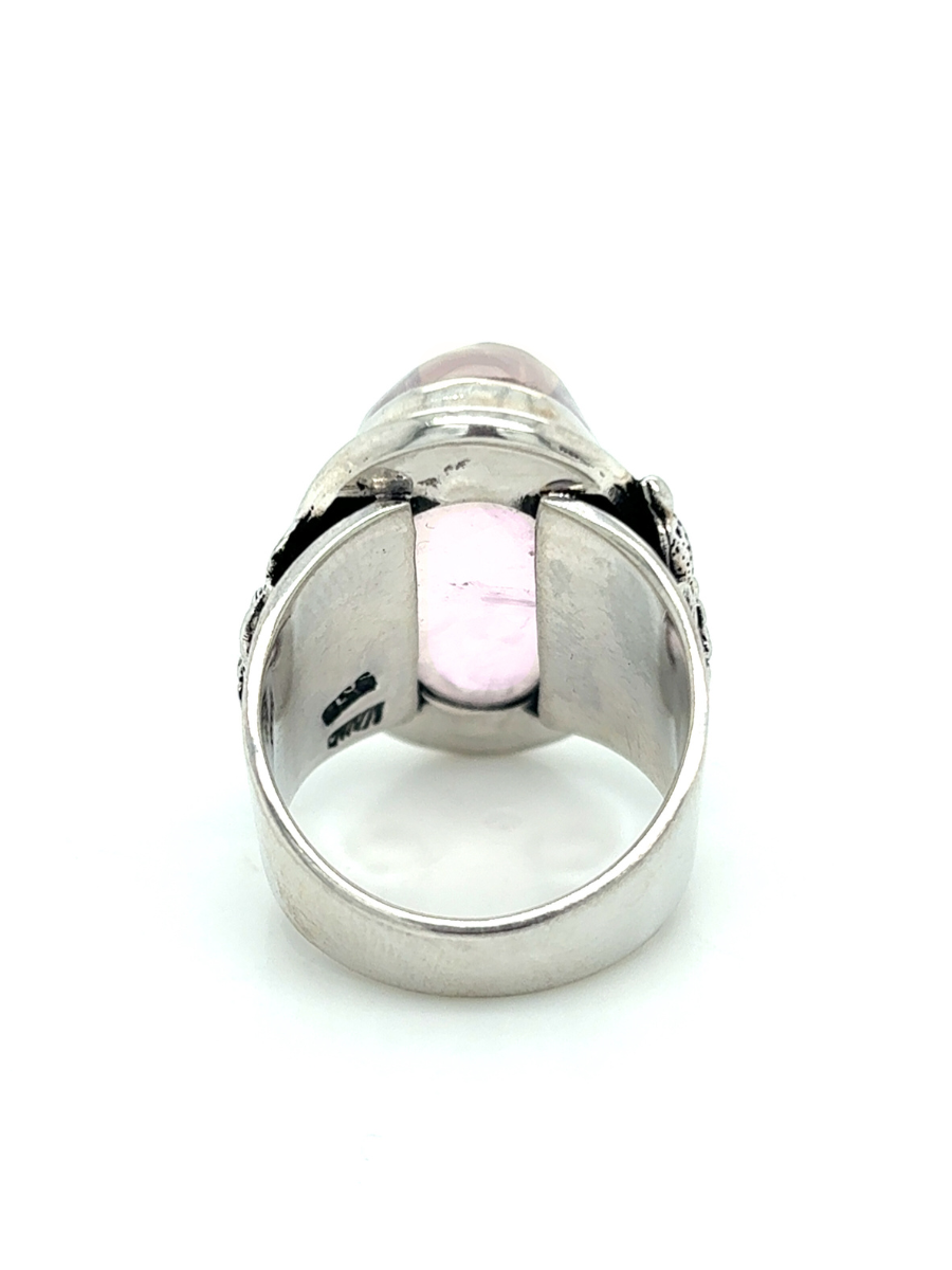 Handcrafted Rose Quartz Cabochon Ring - QINTI The Peruvian Shop