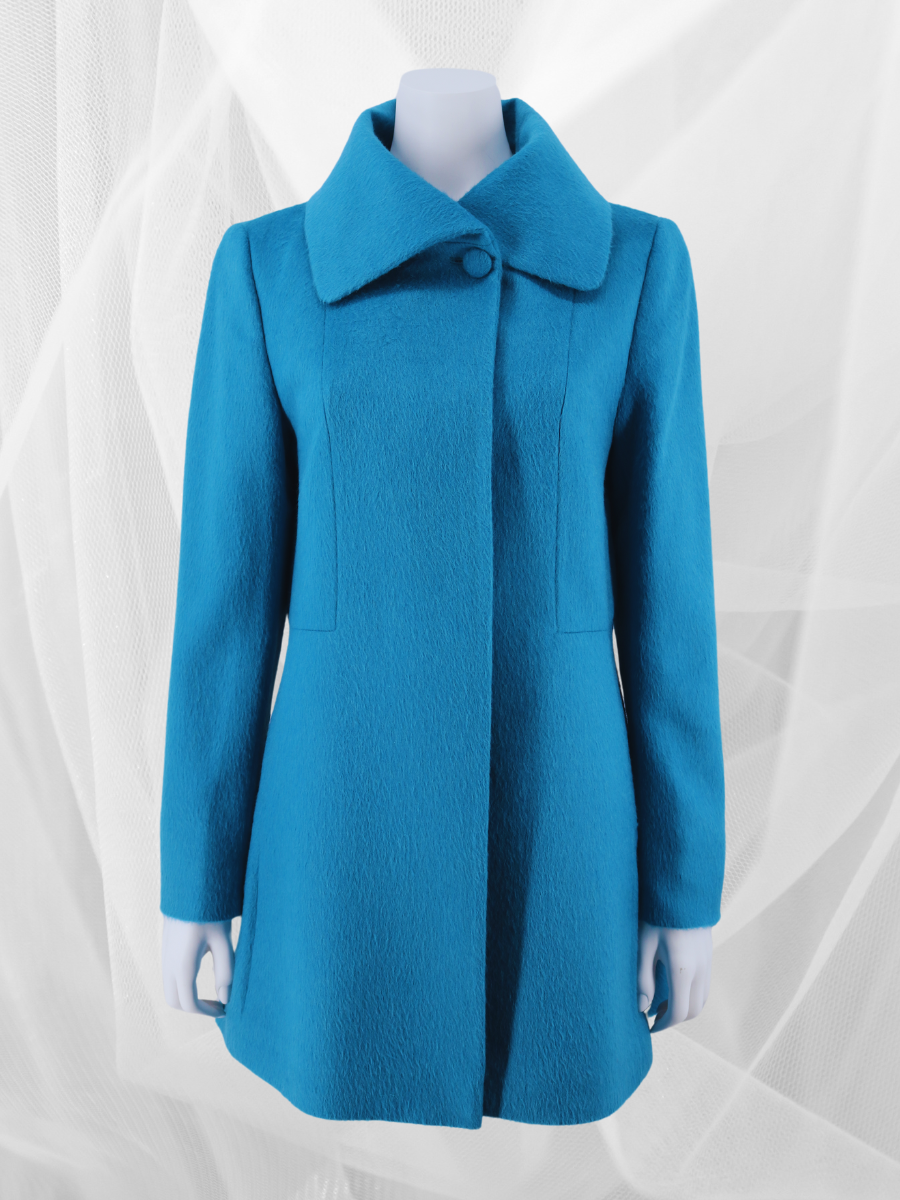 SURI Alpaca Mid-Length Coat in Turquoise - QINTI The Peruvian Shop
