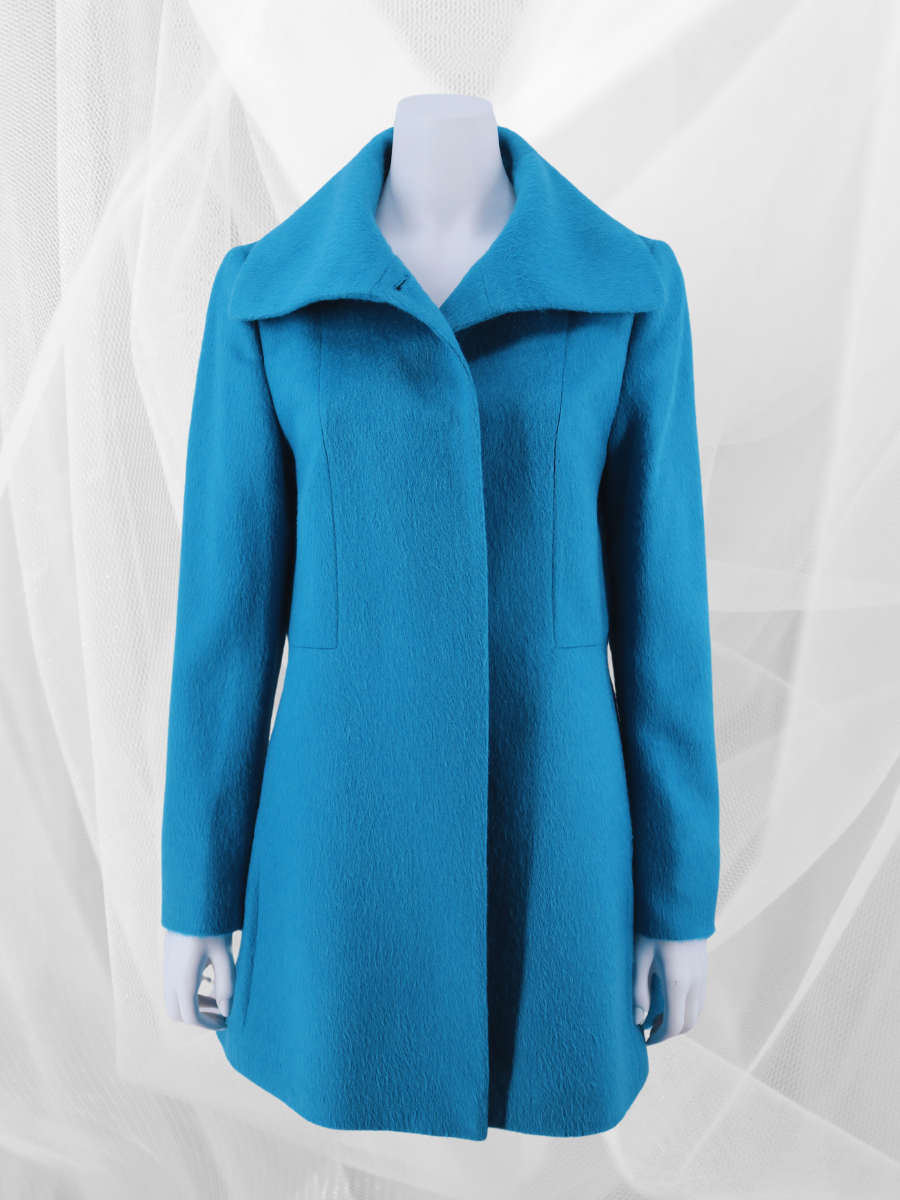 SURI Alpaca Mid-Length Coat in Turquoise - QINTI The Peruvian Shop