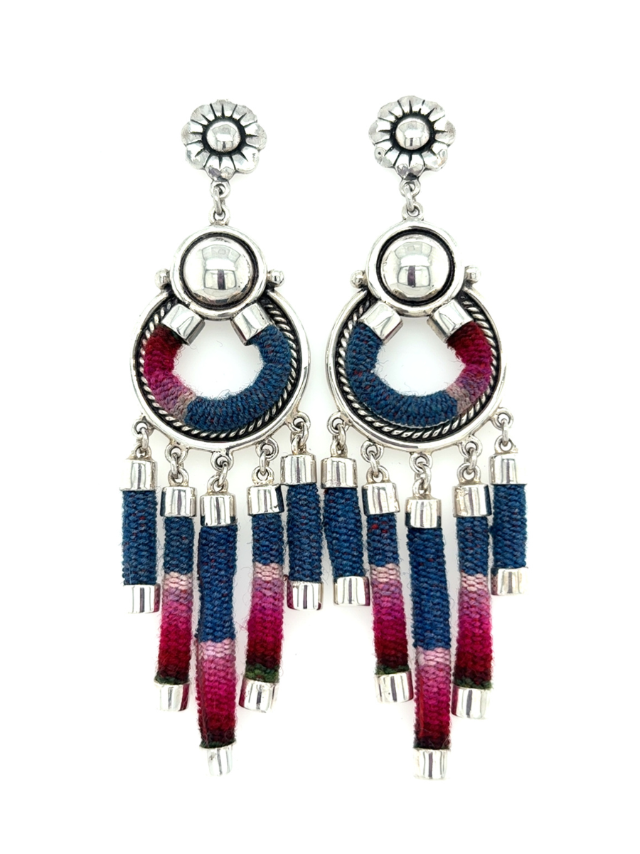Woven Chandelier Earrings Sterling Silver - Qinti - The Peruvian Shop