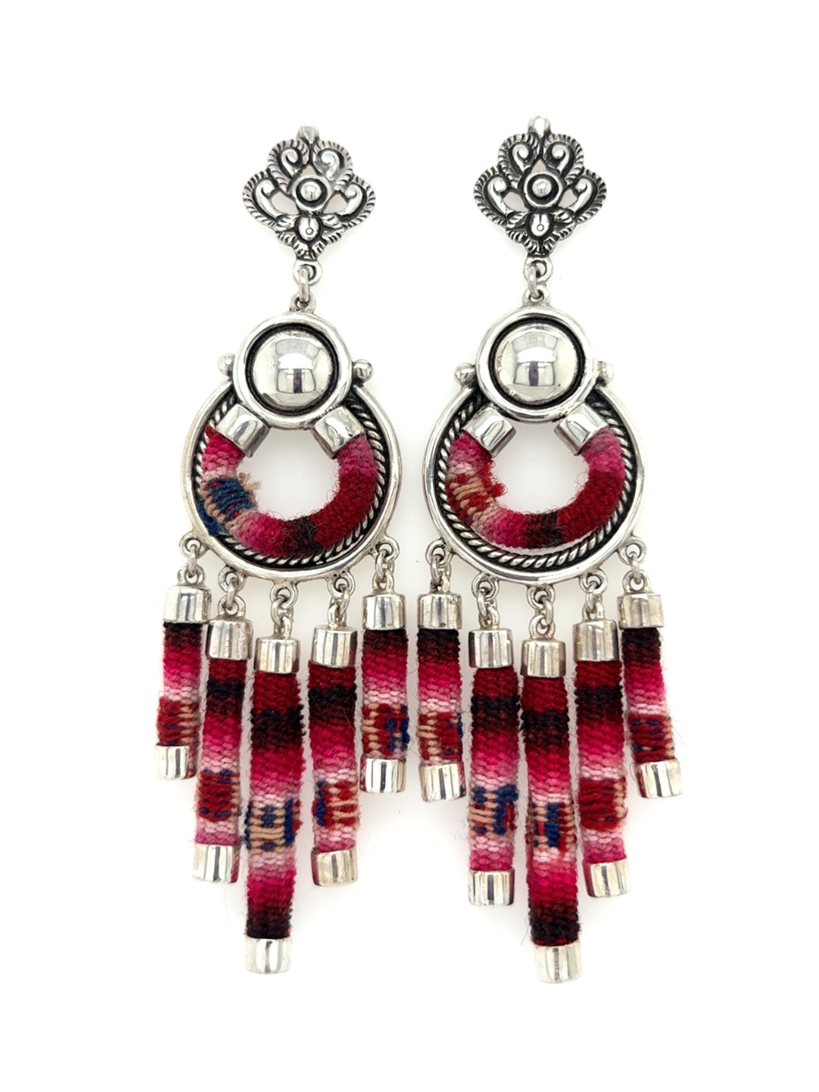 Woven Chandelier Earrings Sterling Silver - Qinti - The Peruvian Shop