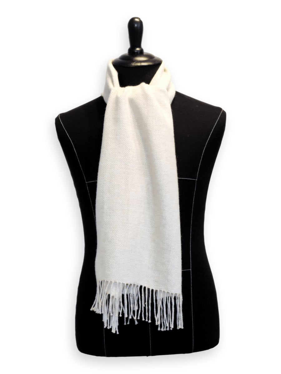 100% Baby Alpaca Woven Scarf - Natural White - Qinti - The Peruvian Shop