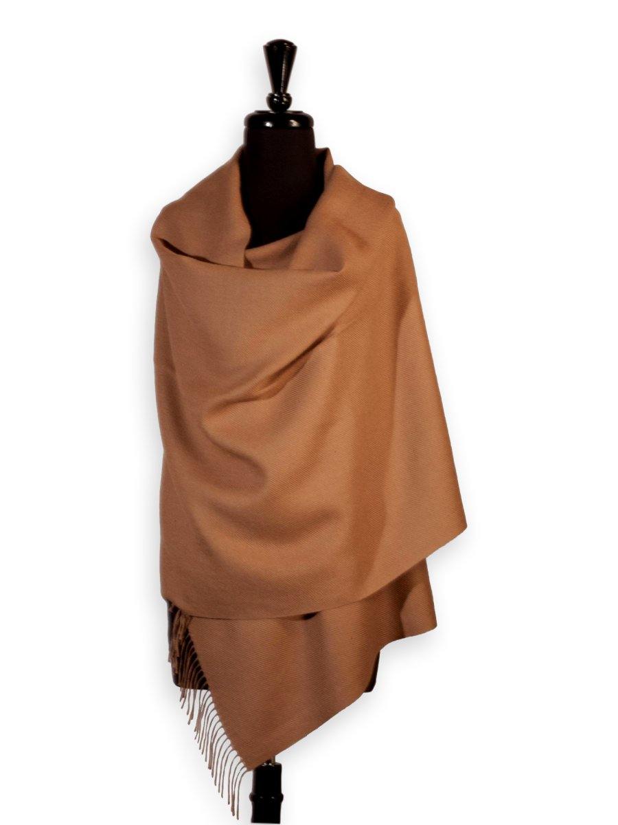 100% Baby Alpaca Shawl in Solid Color - Camel - Qinti - The Peruvian Shop
