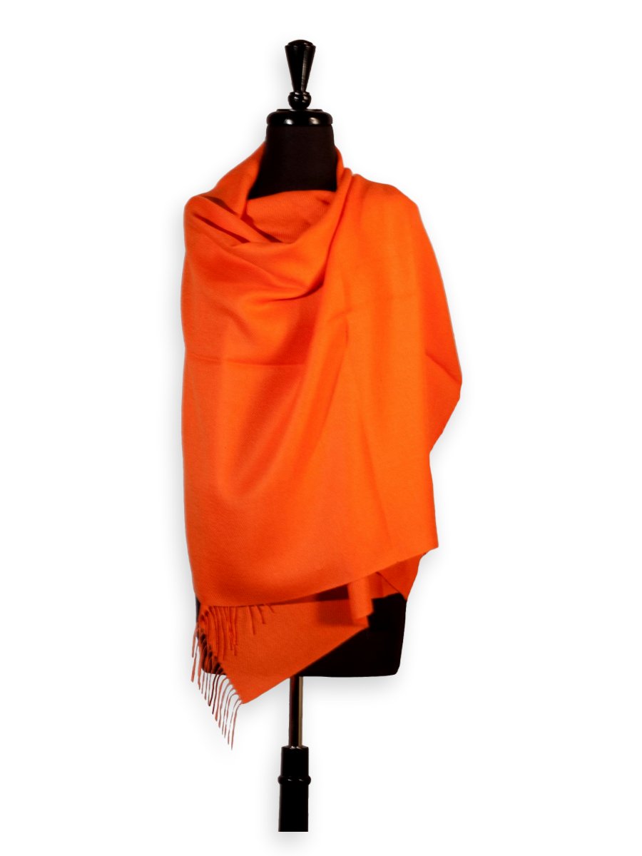 100% Baby Alpaca Shawl in Solid Color - Orange - Qinti - The Peruvian Shop
