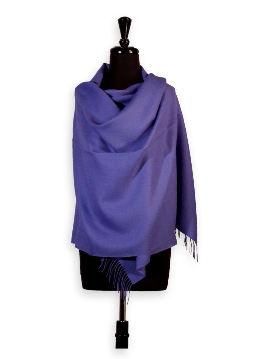 100% Baby Alpaca Shawl in Solid Color - Periwinkle Blue - Qinti - The Peruvian Shop