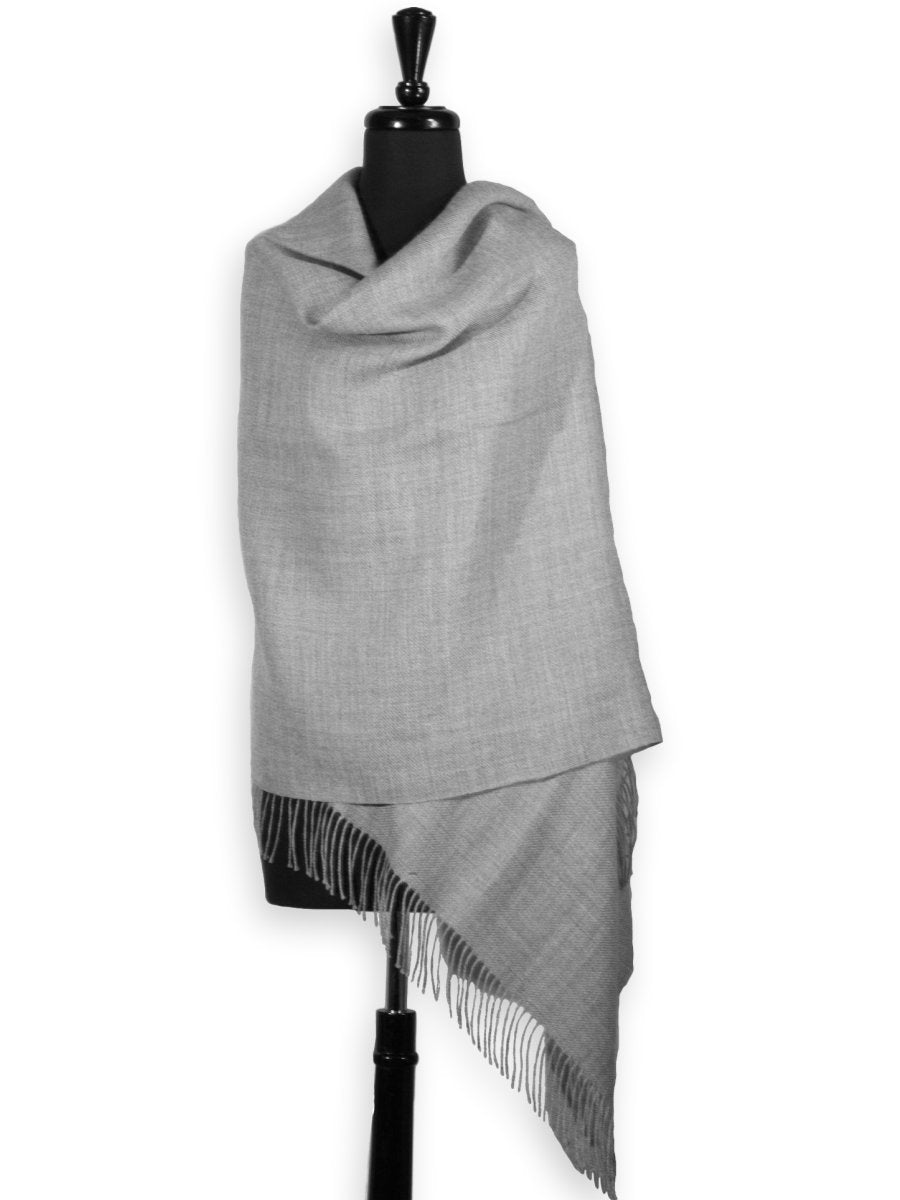 100% Baby Alpaca Shawl in Solid Color - Silver Grey - Qinti - The Peruvian Shop