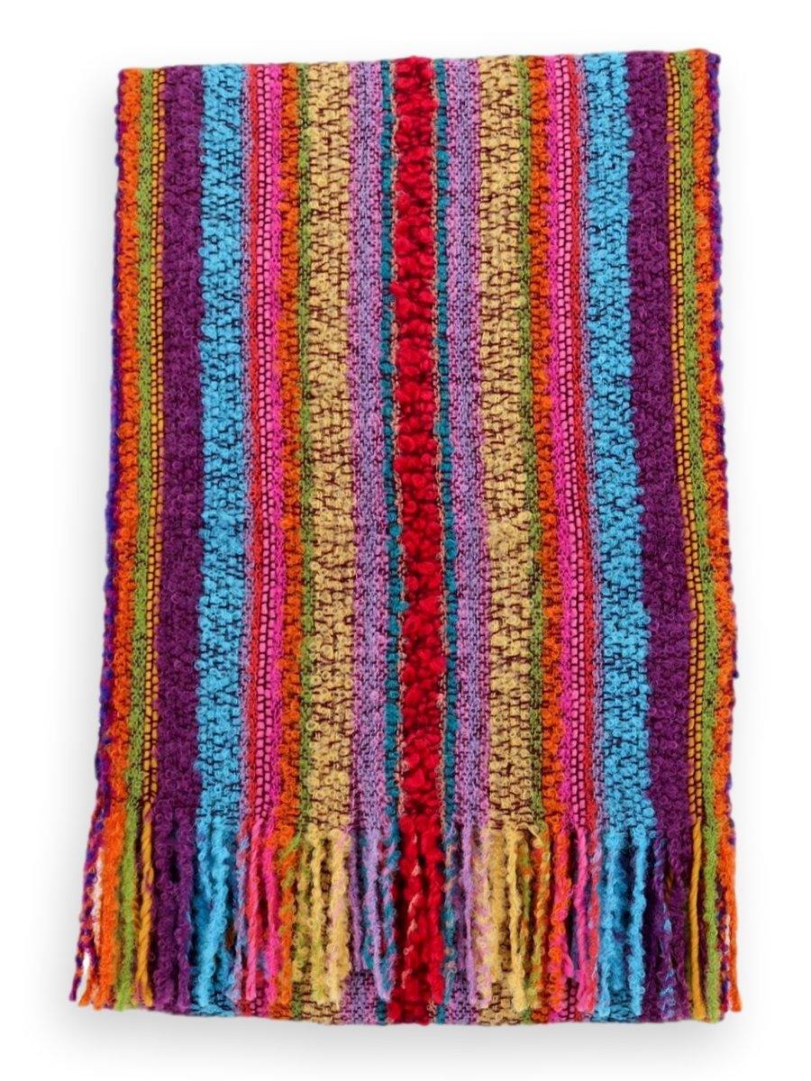 100% Baby Alpaca Boucle Scarf - Burgundy Purple Gold - Qinti - The Peruvian Shop