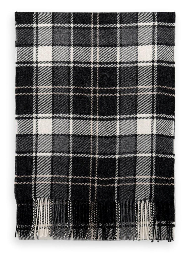 100% Baby Alpaca Scarf in Plaid Charcoal Qinti The Peruvian Shop