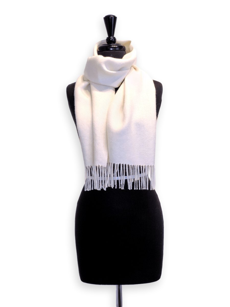 100% Baby Alpaca Woven Scarf - Natural White - Qinti - The Peruvian Shop