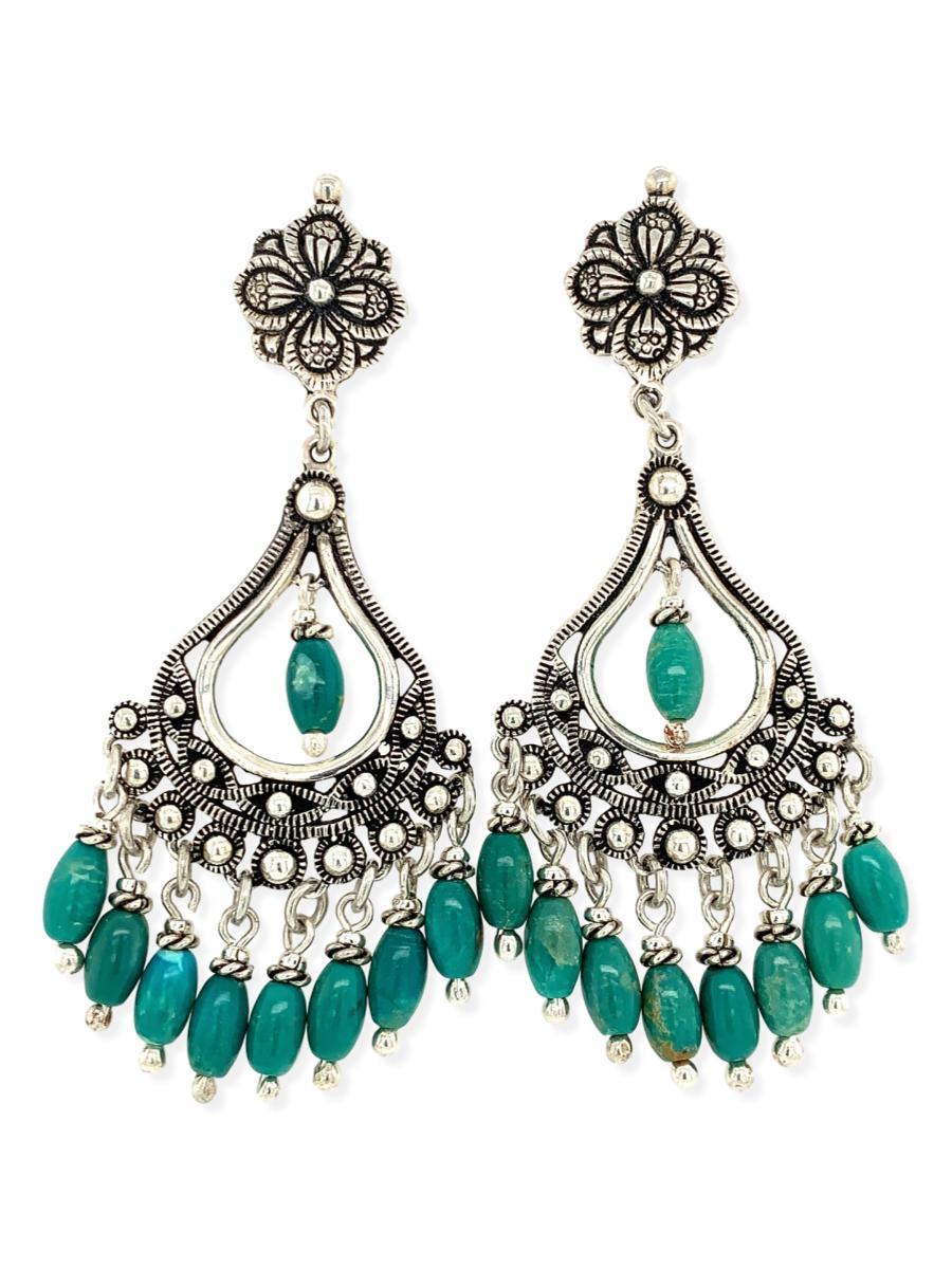 Sterling Silver & Andean Opal Chandelier - Qinti - The Peruvian Shop