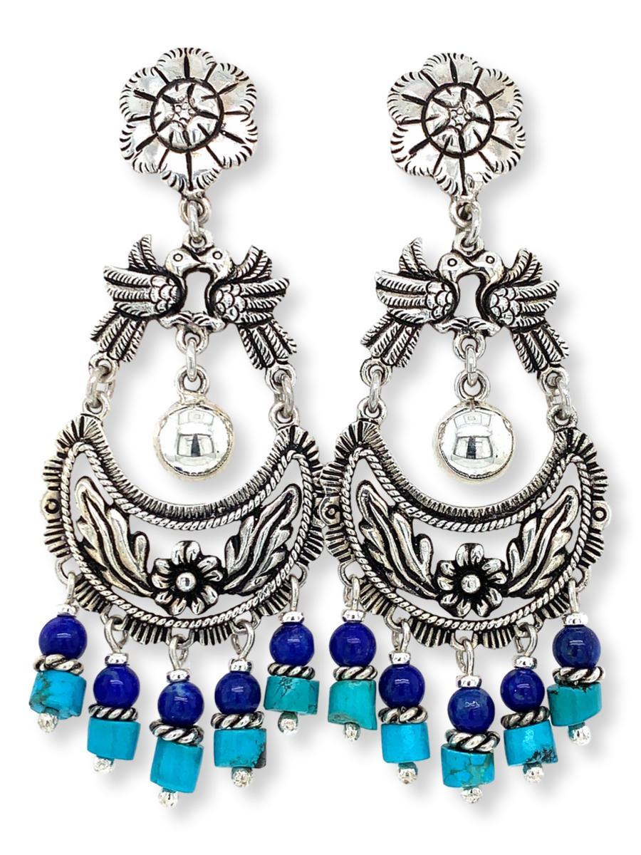 Love Dove Chandelier Earrings - Vibrant Blues - Qinti - The Peruvian Shop