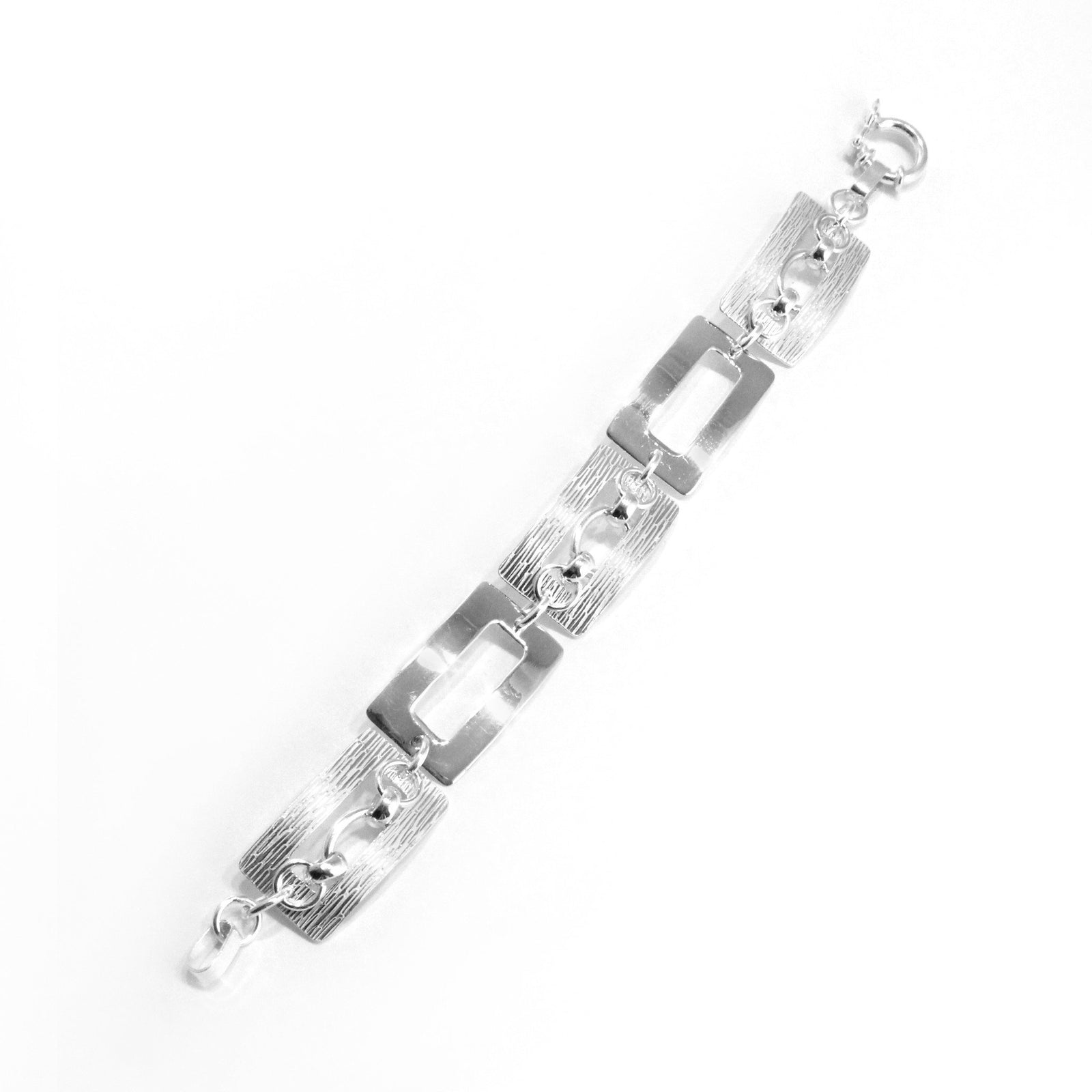 Textured Geometric Sterling Silver Bracelet - Qinti - The Peruvian Shop
