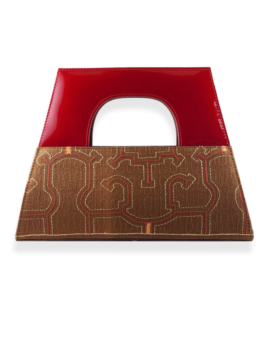 Shipibo embroidered A-Chica handbag hand-woven at QintiPeru.com