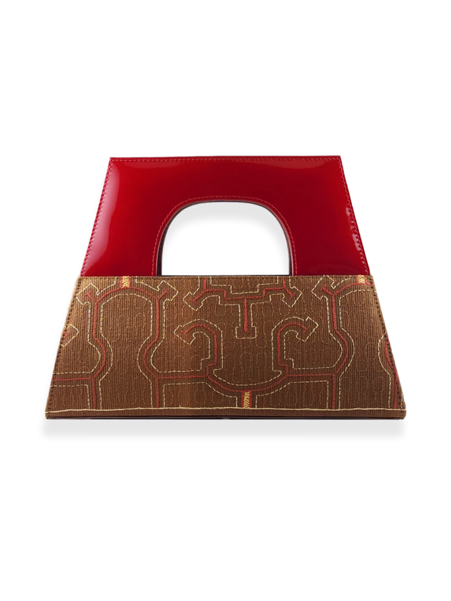 Shipibo embroidered A-Chica handbag hand-woven at QintiPeru.com