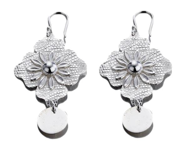 Large Flower Sterling Silver Earrings - Qinti - The Peruvian Shop