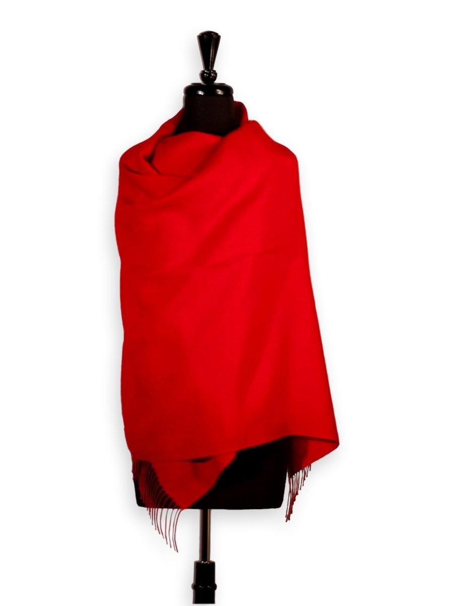 100% Baby Alpaca Shawl in Solid Color - Bright Red - Qinti - The Peruvian Shop